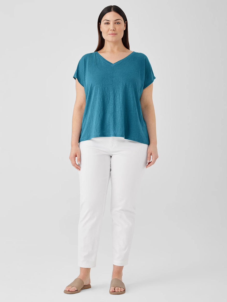 EIleen Fisher Jersey V Neck Tee- River