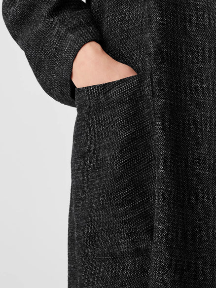 Eileen Fisher Tweedy Hemp Cotton Coat-Black