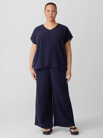 Eileen Fisher Lofty Gauze V-Neck-Ink