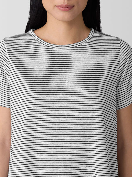 Eileen Fisher Organic linen Crew Neck Tee- White/Blk