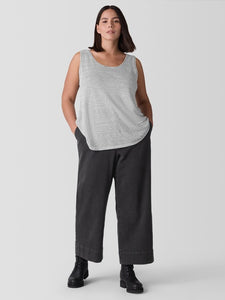 Eileen Fisher Organic Linen Jersey Tank- White/Blk