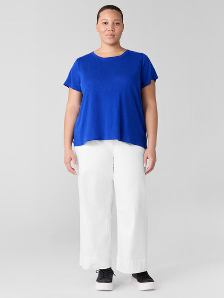 Eileen Fisher Organic Linen Jersey Crew Neck Tee-Lapis