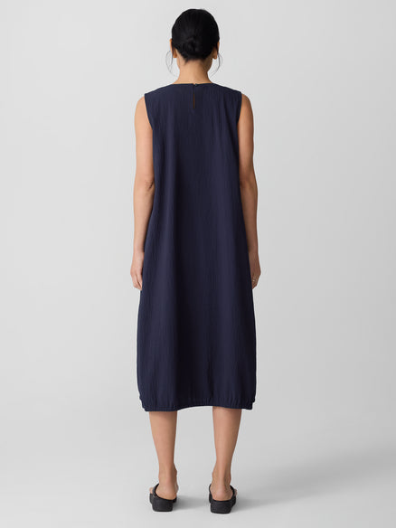 Eileen Fisher Cotton Ripple Lantern Dress- Ink