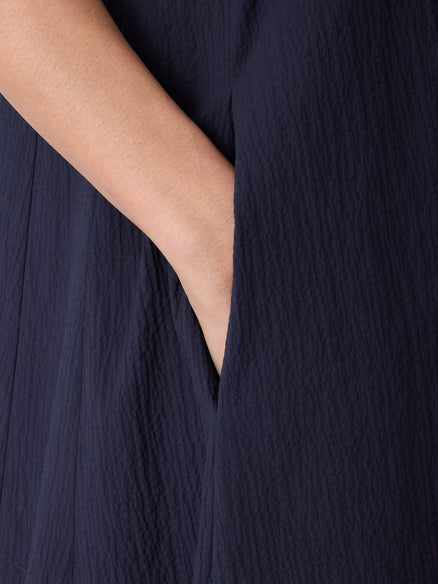 Eileen Fisher Cotton Ripple Lantern Dress- Ink