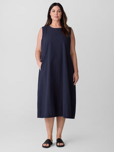 Eileen Fisher Cotton Ripple Lantern Dress- Ink In Full Swing Eileen Fisher Cotton Ripple Lantern Dress- Ink In Full Swing
