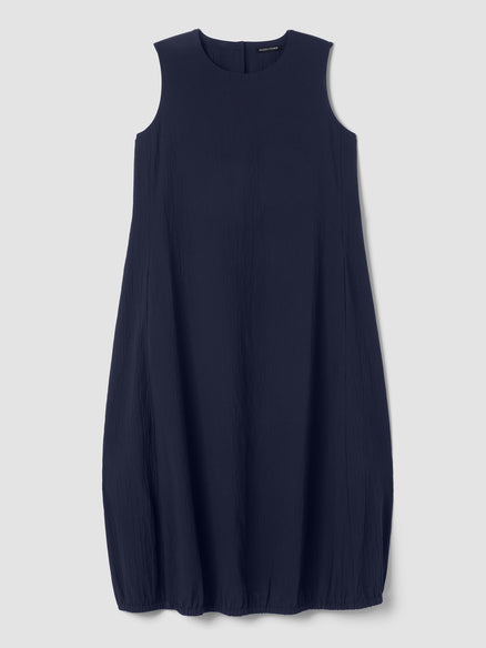 Eileen Fisher Cotton Ripple Lantern Dress- Ink