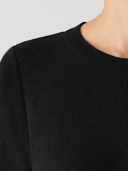 Eileen Fisher Organic Cotton Jacquard Crew Neck Tee - Black