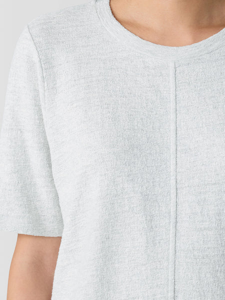 Eileen Fisher Organic Cotton Jacquard Crew Neck Tee - Sea Salt