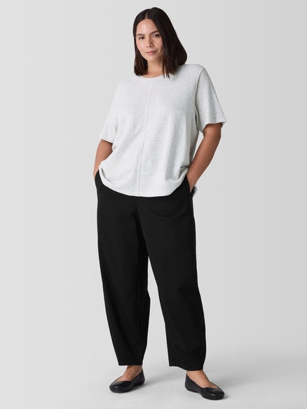 Eileen Fisher Organic Cotton Jacquard Crew Neck Tee - Sea Salt