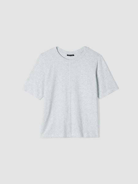 Eileen Fisher Organic Cotton Jacquard Crew Neck Tee - Sea Salt