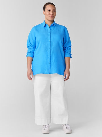 Eileen Fisher Handkerchief Linen Classic Collar Shirt- Azure