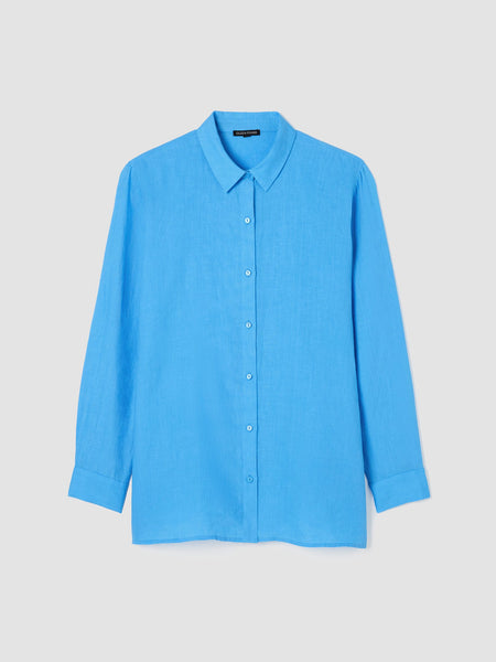 Eileen Fisher Handkerchief Linen Classic Collar Shirt- Azure