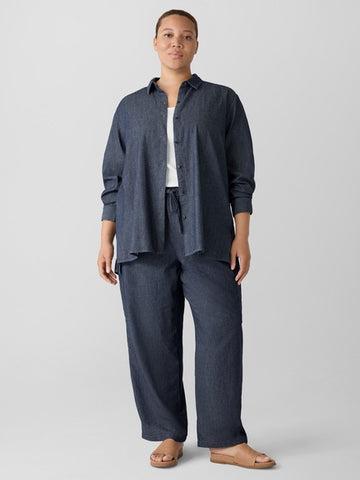 Eileen Fisher Airy Organic Cotton Twill Classic Collar Shirt
