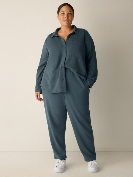 Eileen Fisher Organic Cotton Terry Slouch Pant-Eucalyptus