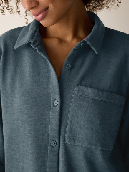 Eileen Fisher Lightweight Cotton Terry Shirt-Eucalyptus