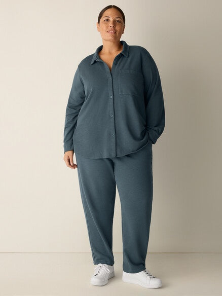 Eileen Fisher Lightweight Cotton Terry Shirt-Eucalyptus
