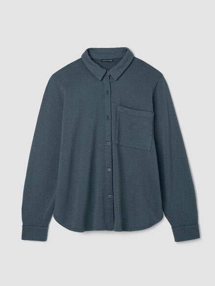 Eileen Fisher Lightweight Cotton Terry Shirt-Eucalyptus