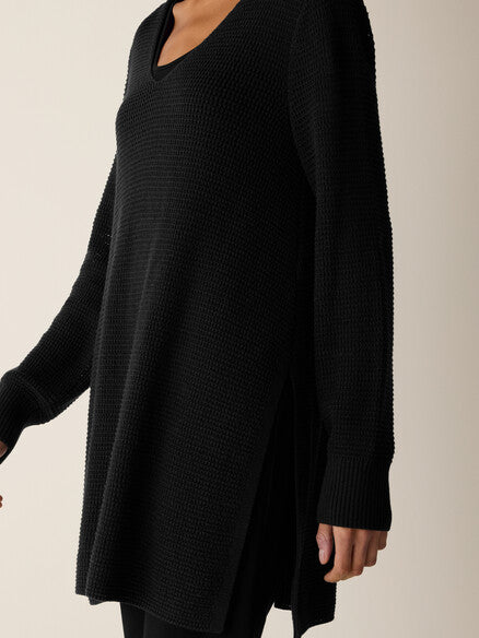 Eileen Fisher Peruvian Cotton Blend V-Neck Long Top
