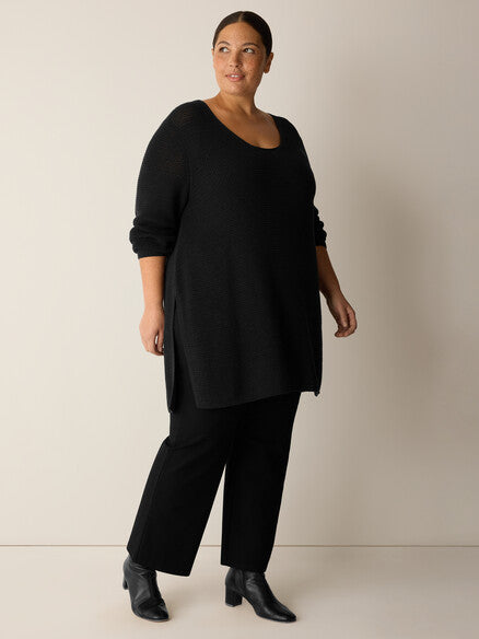 Eileen Fisher Peruvian Cotton Blend V-Neck Long Top