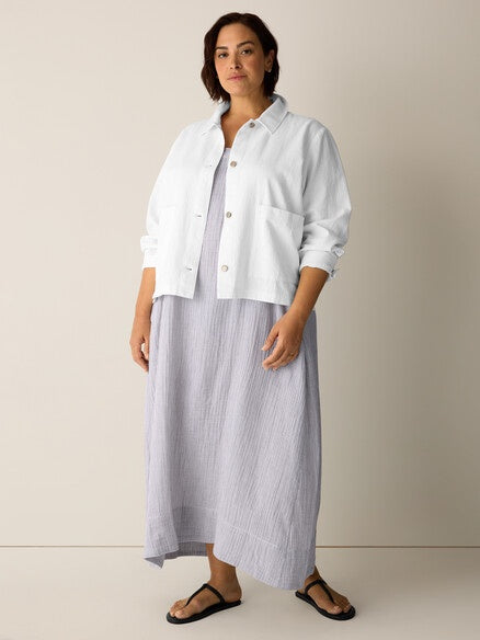 Eileen Fisher Slub Cotton Linen Jacket- White