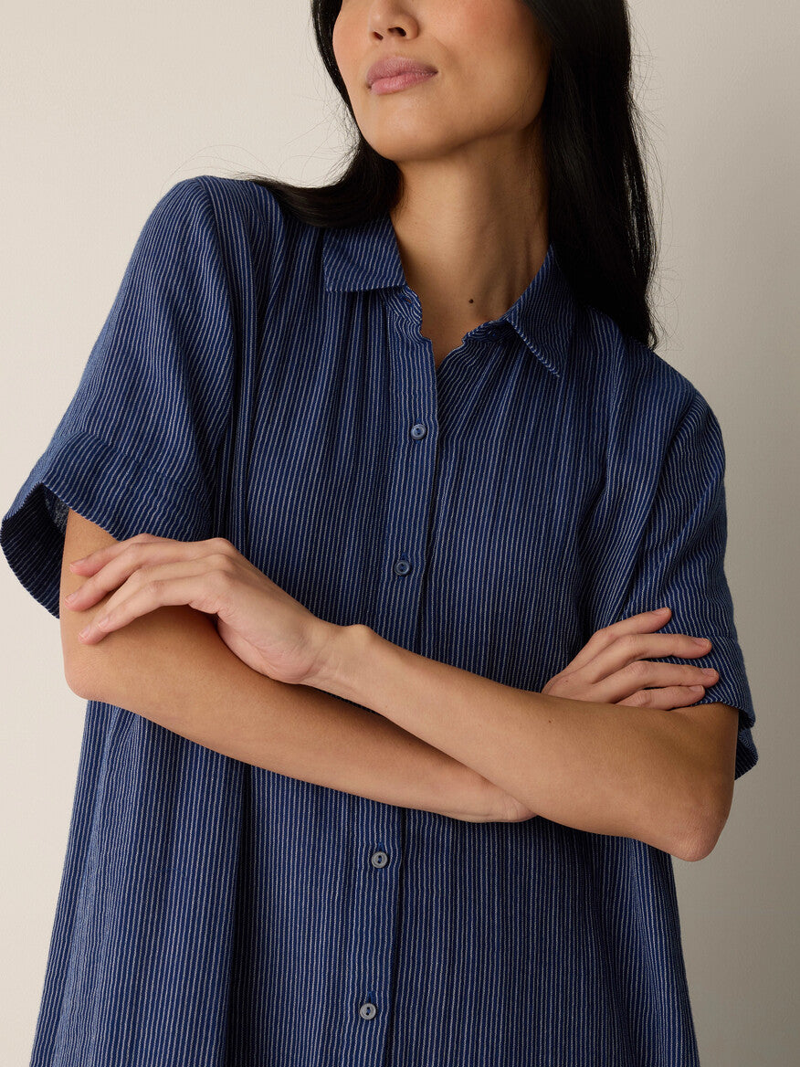 Eileen Fisher Cotton Gauze Stripe Dress- Deep Dive – In Full Swing