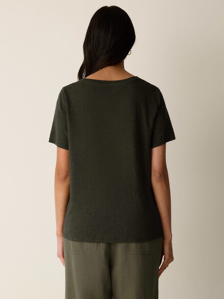 Eileen Fisher Organic Linen Jersey Crew Neck Tee- Seaweed
