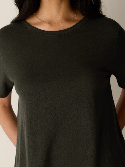 Eileen Fisher Organic Linen Jersey Crew Neck Tee- Seaweed