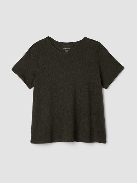 Eileen Fisher Organic Linen Jersey Crew Neck Tee- Seaweed