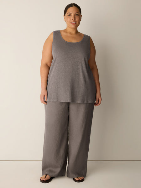 Eileen Fisher Organic Linen Scoop Neck Tank- Walnut