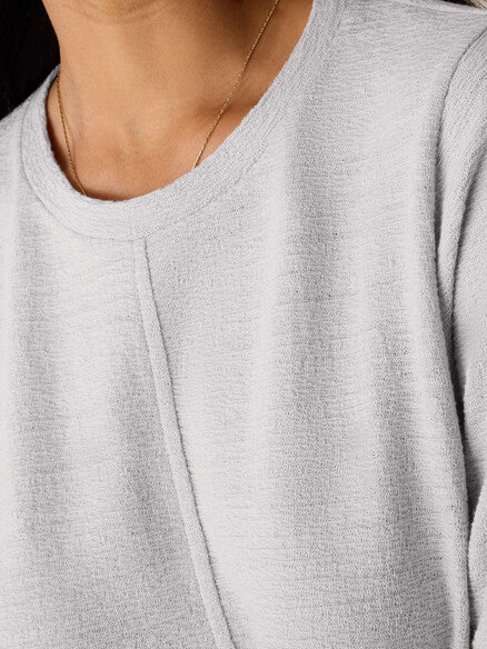 Eileen Fisher Organic Cotton Jacquard Crew Neck Tee -Chalk
