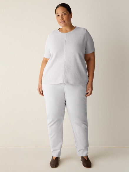 Eileen Fisher Organic Cotton Jacquard Crew Neck Tee -Chalk