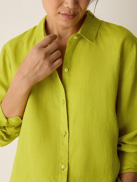 Eileen Fisher Organic Handkerchief Linen Classic Collar-Citron – In Full  Swing