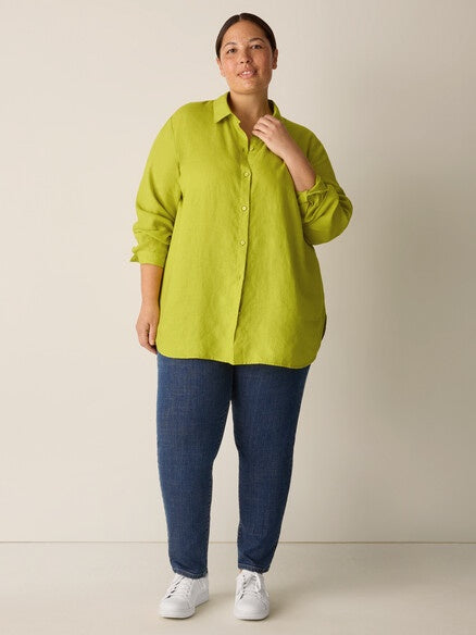 Eileen Fisher Organic Handkerchief Linen Classic Collar-Citron – In Full  Swing