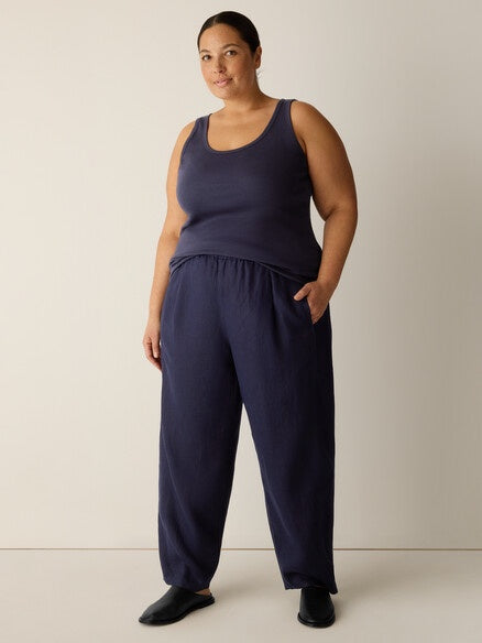 Eileen Fisher Organic Linen Lantern Pant-Ink