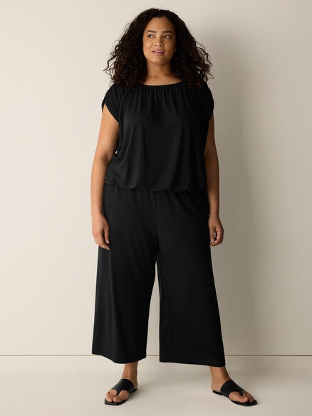 Eileen Fisher Jersey Knit Culotte-Black