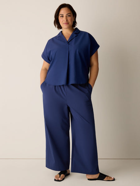 Eileen Fisher Cotton Poplin Wide Leg Pant-Deep Dive