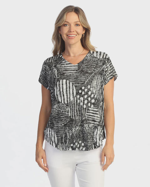 Jess and Jane Crushed V-Neck Dolman Sleeve- Zippy