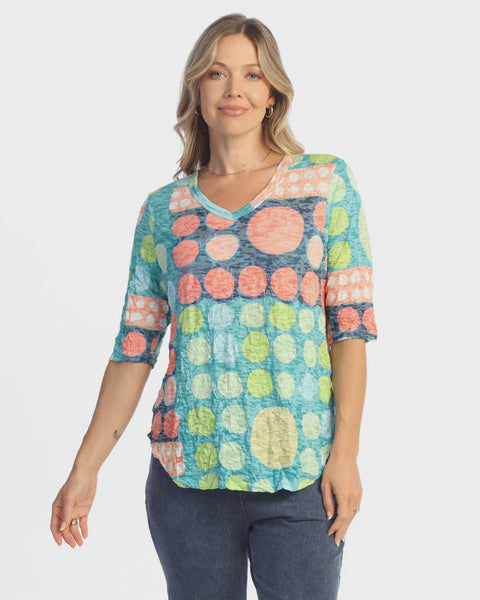 Jess and Jane Crinkle V-Neck 1/2 Sleeve- Momo