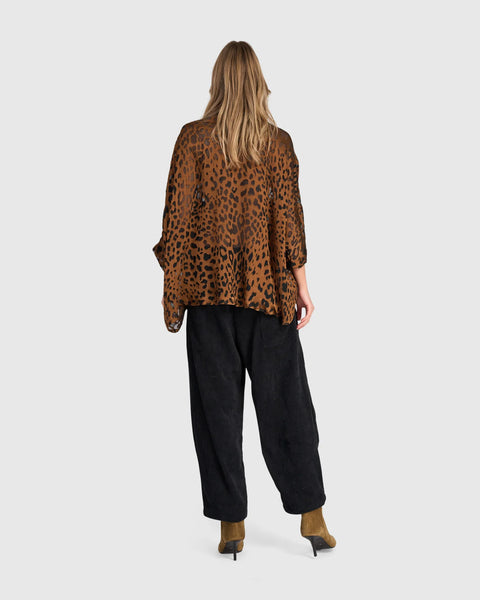 Alembika Bodhi Draped Blouse-Cognac Leopard