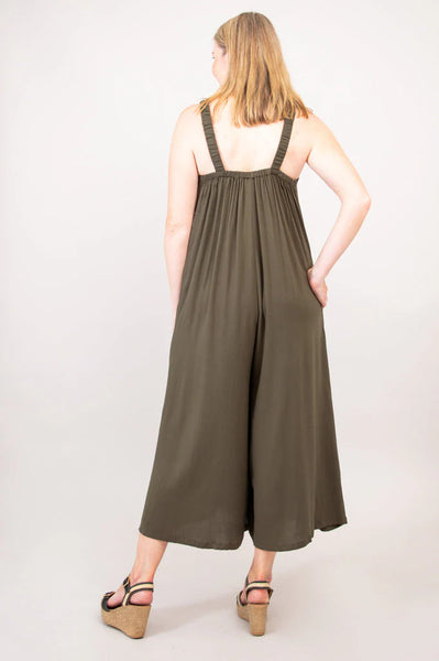 Blue Sky Linen Bamboo Joanna Jumpsuit-Khaki