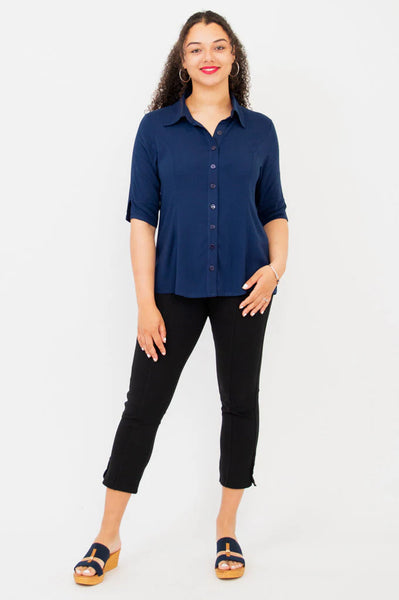 Blue Sky Bamboo Linen Lorine Blouse- Indigo