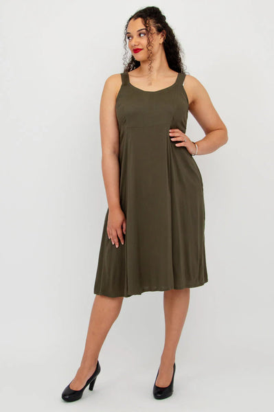 Blue Sky Bamboo Linen Shauna Dress-Khaki