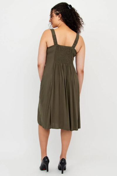 Blue Sky Bamboo Linen Shauna Dress-Khaki