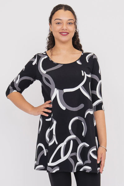 Blue Sky 3/4 Sleeve Spirit Tunic/Dress-BW Focus