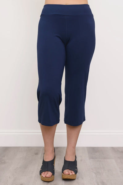 Blue Sky Bamboo Knit Yoga Capri- Indigo