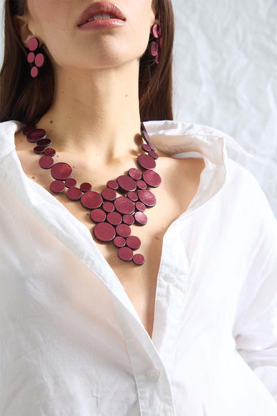 Abstraction V Necklace - Burgundy