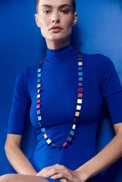 Rainbow Square Necklace Long