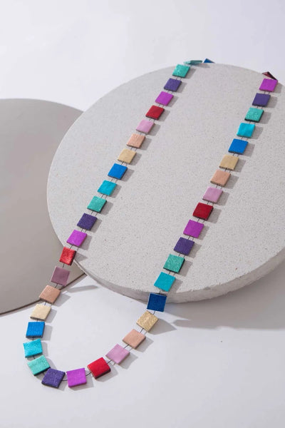 Rainbow Square Necklace Long