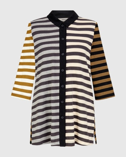 Alembika Urban Rally Stripes Color Block Button Down