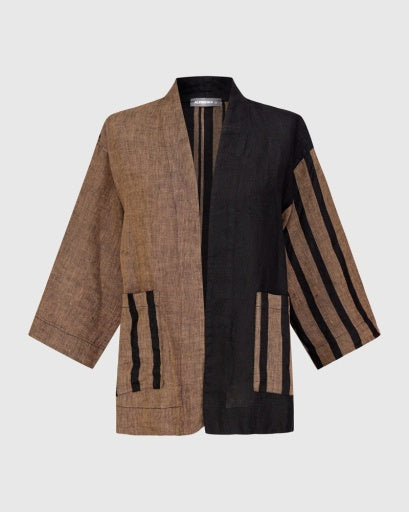 Alembika Linen Stripe Jacket-Terra